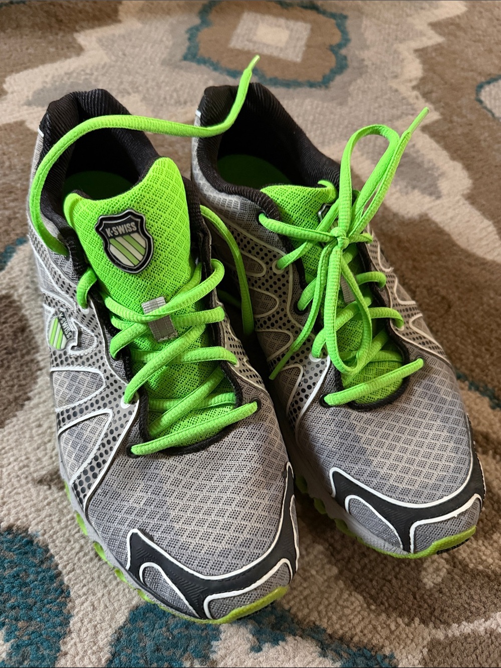 K-Swiss Men’s Gray and Neon Green Mesh Sneakers